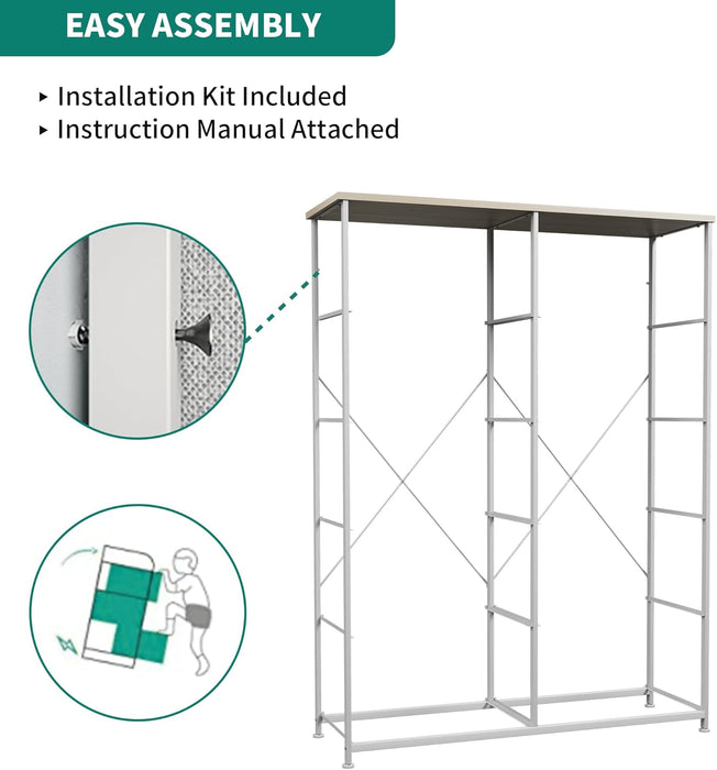 Gray Dresser with 10 Fabric Bins