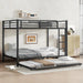 FullOverFull BunkBed ConstructionGrade HeavyDuty WithGuardrails Black Trundle