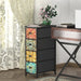 Skinny Slim Dresser with Fabric Drawers Thin Boho Mandala Flower Chest of Drawers Narrow Storage Tower for Small Spaces Gaps Bedroom Beautiful Nightstand Living Room Table
