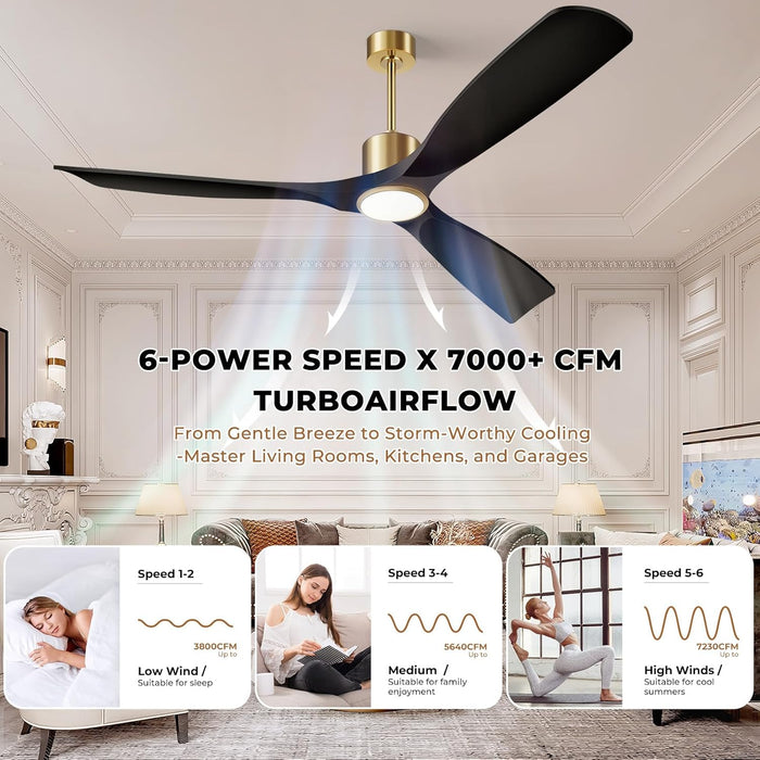 52 Inch MatteBlack Ceiling Fan EnergyEfficient Remote
