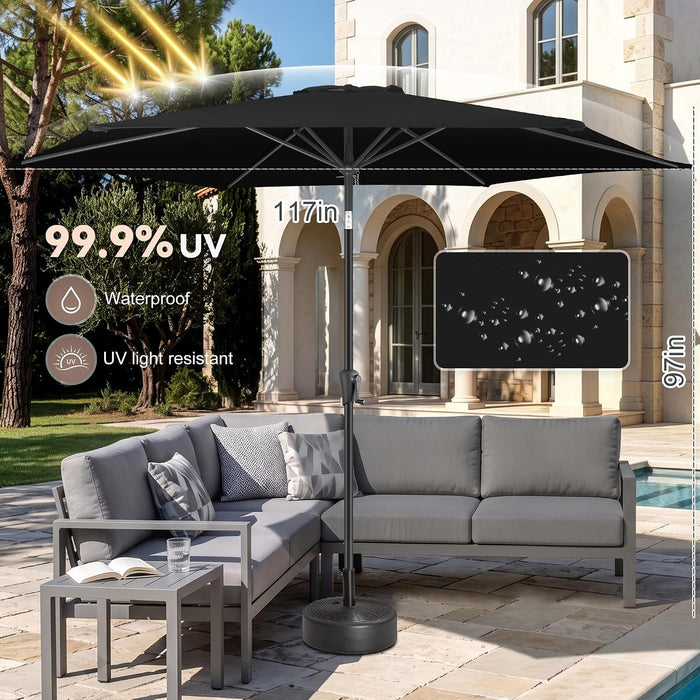 10 Ft Patio Umbrella Outdoor with Push Button Tilt, Black