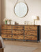 BELLAH Collection - Dresser for Bedroom, TV Stand for Tvs up to 70 Inches, Chest of Drawers for Living Room, Closet, Steel, 9 Drawers, Industrial, Rustic Brown and Ink Black ULGS233KD02S