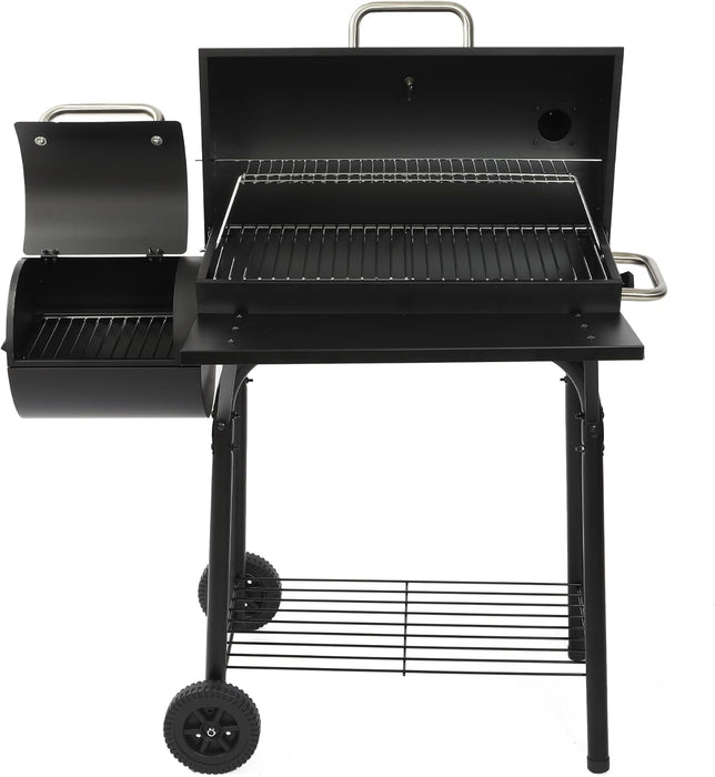 Charcoal Grill Offset Smoker: Charcoal Barbecue Grills with Spacious Cooking Area | Barrel BBQ Grill and Smokers Combo for Outdoor Patio Backyard Camping and Parties
