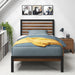 Kai Bamboo and Metal Platform Bed Frame, Sturdy Steel Frame, Twin