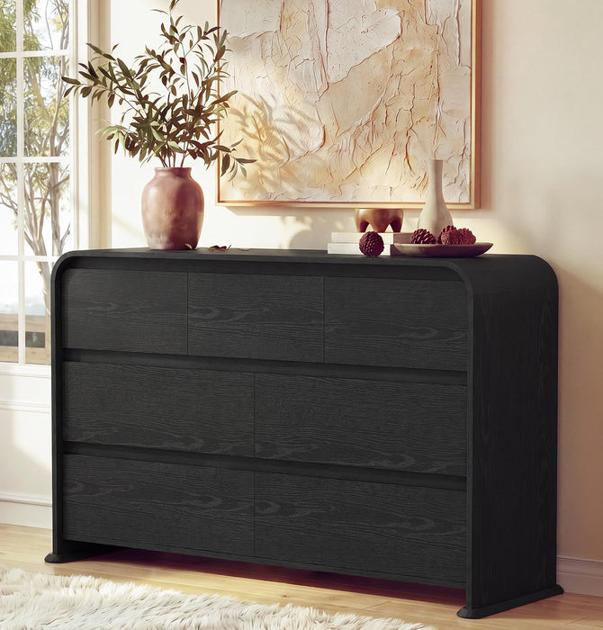Black Dresser for Bedroom, 47.2" Wood Chest of 7 Drawers