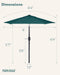 6 Ft Outdoor Patio Umbrella, Easy Open/Close Crank and Push Button Tilt Adjustment - Dark Teal Market Umbrellas