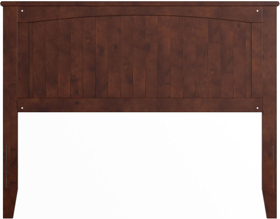 , Nantucket Full Solid Wood Panel Headboard with Attachable Charger, Walnut