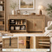 59" Fluted Buffet Cabinet with Storage Natural Oak