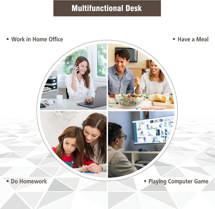 Corner Desk, Writing Corner Computer Table with Drawer for Small Space, Wood Makeup Vanity Desk, Small Corner Desk with Shelves, Office Study Workstation (Brown)
