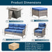 Luxury Patio Furniture Set with Fire Pit Table-6 Pieces All Weather Outdoor Swivel Rocker Chairs with Sofa and Ottomans. Outdoors Patio Conversation Sets for Porch Deck Garden Backyard(Grey/Blue)