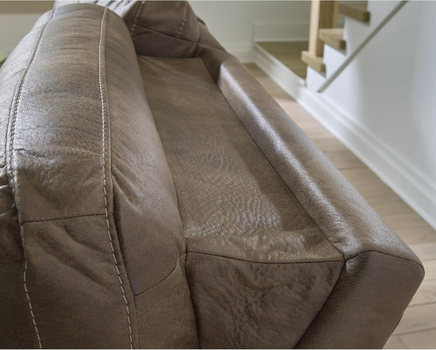 Signature Design by Ashley Bealeaf Contemporary Power Reclining Sofa with Position Lock, Adjustable Headrest and USB Charging Ports, Dark Brown