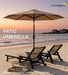 Patiokingdom 10FT Patio Umbrella with Push Button Tilt and Crank, Outdoor Market Umbrella with 8 Fiberglass Ribs, UV Protection Table Umbrella for Pool,Backyard,Garden,Deck