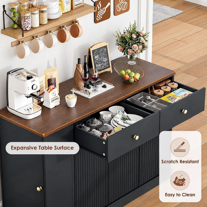 Kitchen Buffet Cabinet, Coffee Bar Cabinet, Black