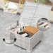 Patio Furniture Set 7 Piece Grey Wicker Outdoor Conversation Sets PE Rattan Sectional Sofa with Storage Coffee Table and Anti-Slip Grey Cushion