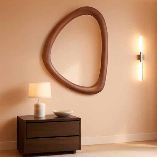 Irregular Wall Mirror, 30*20Inch Asymmetrical Wood Mirrors, Entryway Mirror