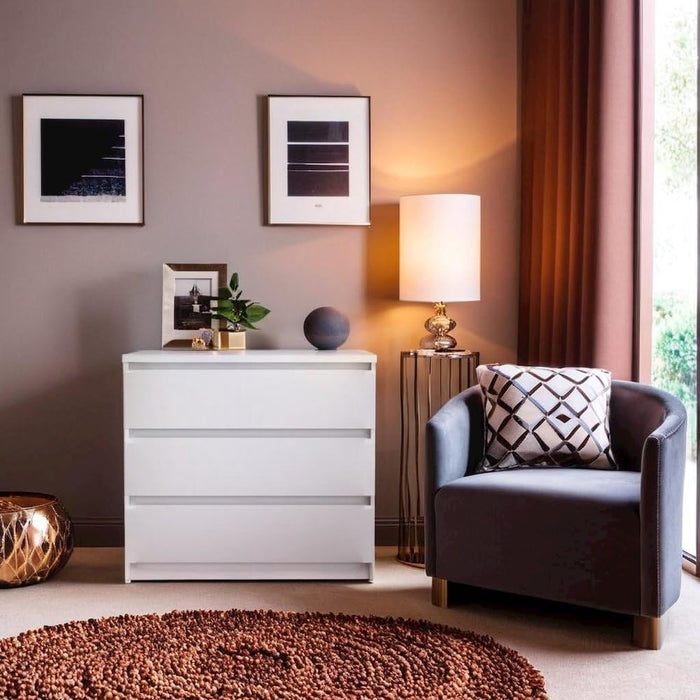 White 3 Drawer Dresser – Modern 3 Drawer Dresser for Bedroom, Closet, or Entryway – Sleek and Functional Three Drawer Unit for Compact Storage