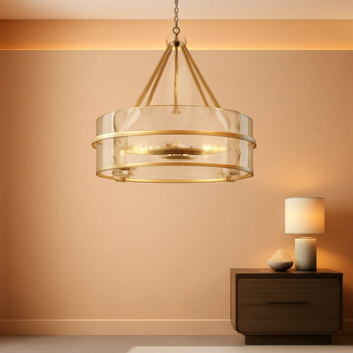 20.47" Modern Glass Chandelier, Gold Dining Room Light Fixtures over Table
