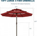 10Ft Patio Umbrella, 3 Tier Outdoor Market Table Umbrellas with 8 Fiberglass Ribs and Push Button Tilt, Windproof, Vented Canopy, UV Protection for Deck, Pool, Backyard, Red