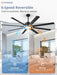 72 Inch Aluminium Blade Ceiling Fans with Lights and Remote, Outdoor Ceiling Fans for Patio Living Room with Quiet DC Motor, 6 Speed Reversible, 3 CCT, Black Industrial Ceiling Fan, 8 Blades