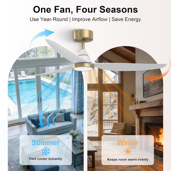 54" Ceiling Fan with Light & Remote Control, Quiet Reversible DC Motor, 6-Speed, 3CCT Dimmable LED, Indoor Ceiling Fans for Bedroom Living Room Dining, by GRANDJOY