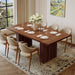 78 Inch Rectangular Dining Table for 6-8 People, Large Modern Farmhouse Kitchen Table with Grooved Wood-Strip Base, Perfect for Dining Room or Family Gathering, Walnut