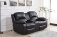 3PC Bonded Leather Reclining Sofa Chair Set Living Room Set Sofa Loveseat Glider Chair 8018 Multiple Colors (Black)