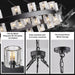 60 Inch Black Wagon Wheel Chandelier with Crystal Shade, 60 Lights, Large round Modern Farmhouse Style, Perfect for High Ceiling, Dining Room, Kitchen, Entryways, Foyer