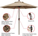 USA 10-Year-Non-Fading 9Ft Market Patio Umbrella, UPF 50+ UV Protection Performance Sun Umbrella, Heavy Duty Commercial Grade Outdoor Table Umbrella with Crank & Tilt, Windproof Vented Top for Garden, Pool, Deck and Outdoor Playsets,Heather Beige