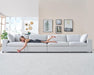 Modular Sectional Sofa, 114 Inches Oversized down Filled Sectional Sofa, 4 Seats L Shaped Comfy Couch with Chaise, Ottoman, Could Sofa for Living Room, White Linen Couch Set