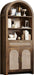 71.3" Tall Arched Bookshelf with Doors - 5 Tier Rattan Arched Bookcase