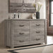 Floren Contemporary Weathered Gray Wood Bedroom Set, Queen Panel Bed, Dresser, Mirror, Two Nightstands, Chest