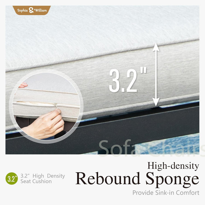 Outdoor Patio Furniture Set, Metal Sectional Sofa Set Patio Conversation Set with Cushions-2 X Single Sofa