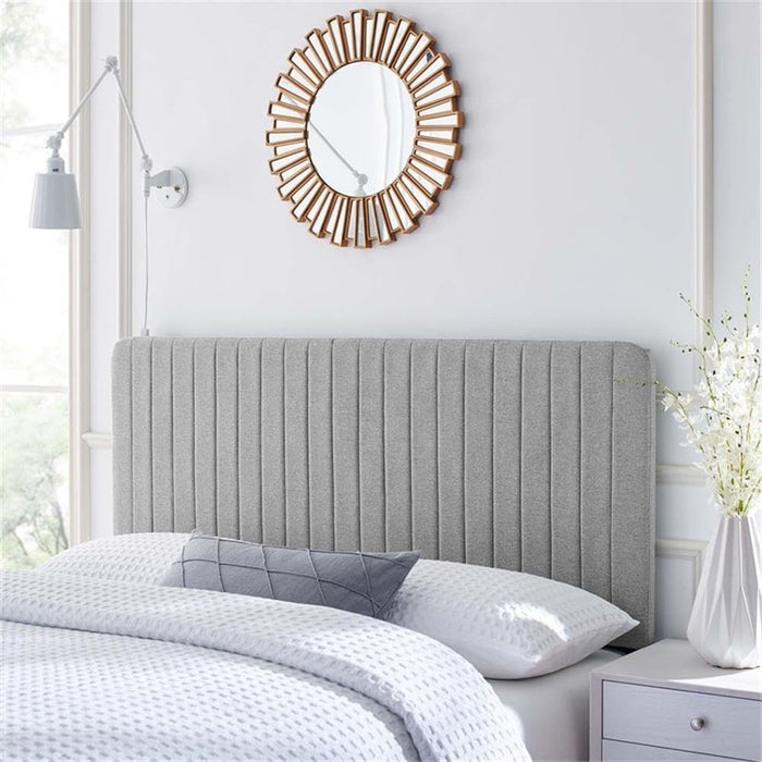 Channel Tufted Fabric King/California King Headboard - Light Gray