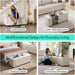 50 Inches Wide Storage Ottoman Bench, Upholstered Foot Rest Stool, Long Bench Footstool, Couch Ottoman, Ottomans for Living Room, Entryway, End of Bed Storage Bench for Bedroom (Beige)