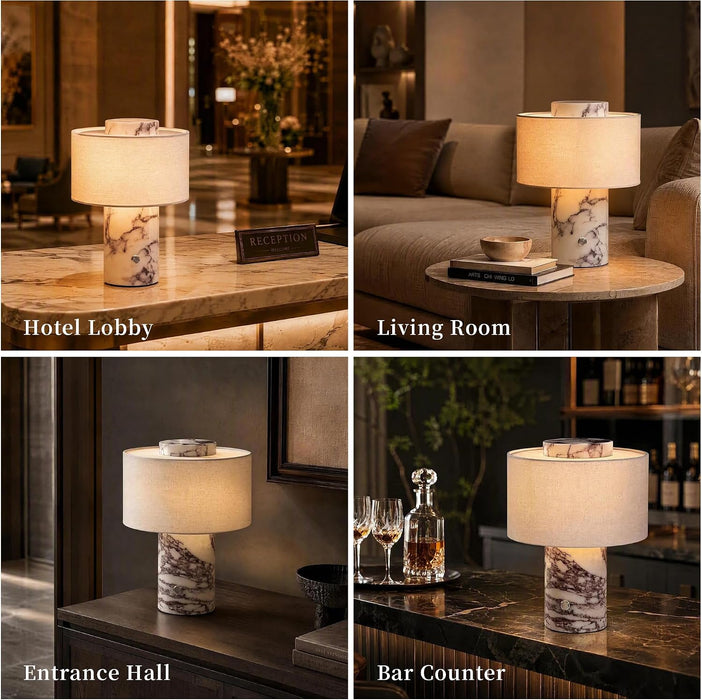 Marble Table Lamp Cordless Stone Lamps Rechargeable, Calacatt Viola Lamp