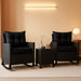 3 Pieces Patio Rocking Chair, Black Wicker Bistro Set (Black)