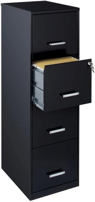 Black Metal Letter File Cabinet, 18" Deep, 4 Drawers