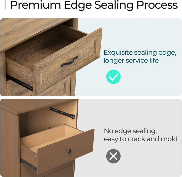 9 Drawers Dresser for Bedroom, Wide Wood Chest of Drawers with Metal Handle, Farmhouse Tall Drawer Organizer for Bedroom, Closet, Living Room, Hallway and Entryway, Rustic Oak