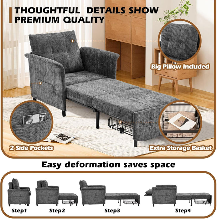 Convertible Sleeper Chair 79-Inch With Adjustable Backrest