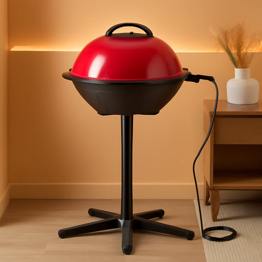 Indoor/Outdoor Electric Grill, 2-In-1 Portable BBQ with Nonstick Cooking Surface, Electric Grill Outdoor with Adjustable Heat, Stand/Tabletop Options for Cookouts, Barbecues, Small Spaces