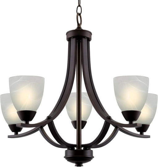 24 Inch Chandelier Featuring Frosted Alabaster Glass