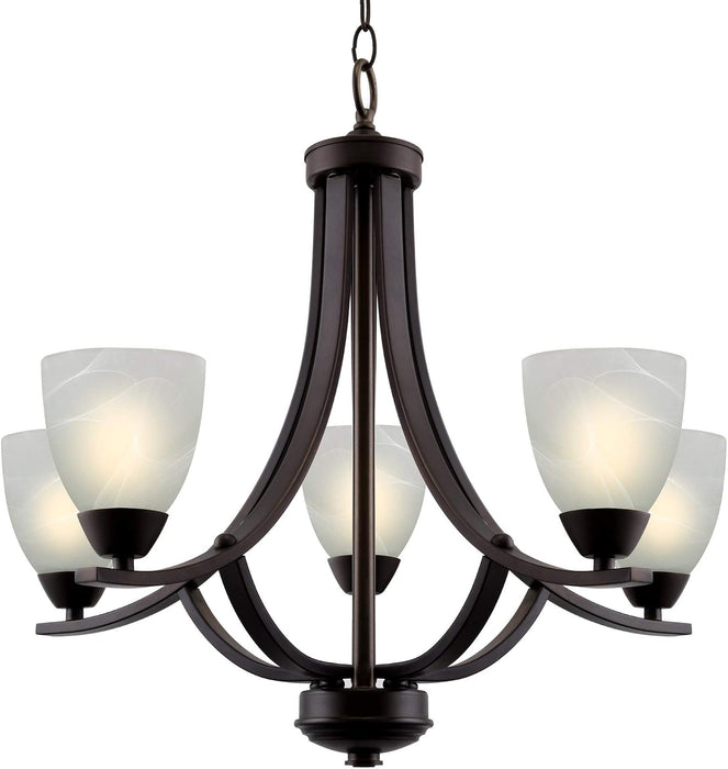 24 Inch Chandelier Featuring Frosted Alabaster Glass
