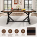 71 Inch Dining Table for 6 People, Rectangular Kitchen Farmhouse Table W/Thickness Waterproof Wood Tabletop,Long Dining Room Tables W/Wood Strip Base for Kitchen Living Room(Brown&Black)