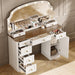 Amberhaus Farmhouse Vanity Desk With Mirror Lights