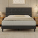 Queen Size Bed Frame with Linen Fabric Headboard, Adjustable Height Upholstered Platform Bed Frame with Wooden Slats, Easy Assembly, Black