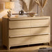 6 Drawer Dresser for Bedroom, 57" Wide Chest of Drawers, Natural