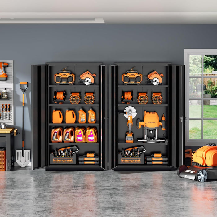 Locking Metal Storage Cabinet 72InchTallBlackFinish