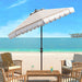 Outdoor - Vienna 9-Foot Crank Patio Umbrella - Beige & White Canopy - Brown Aluminum Pole - Single Scallop Trim Design - Ideal for Patio, Deck, Poolside, Backyard (PAT8011A)