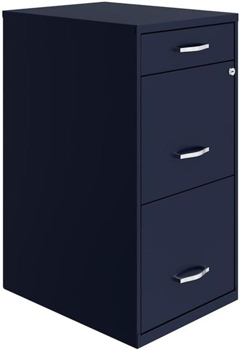 Space Solutions 18In Deep 3 Drawer Metal Organizer File Cabinet Navy, Letter Size, Fully Assembled
