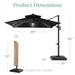 10X10Ft 2-Tier Square Outdoor Solar LED Cantilever Patio Umbrella W/ Base Included - Black